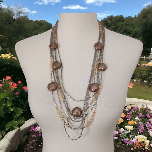 STUDIO GI Venetian Art Glass Necklace Italy Multi Strand 30" Boho Gypsy Flapper. - Picture 10 of 16